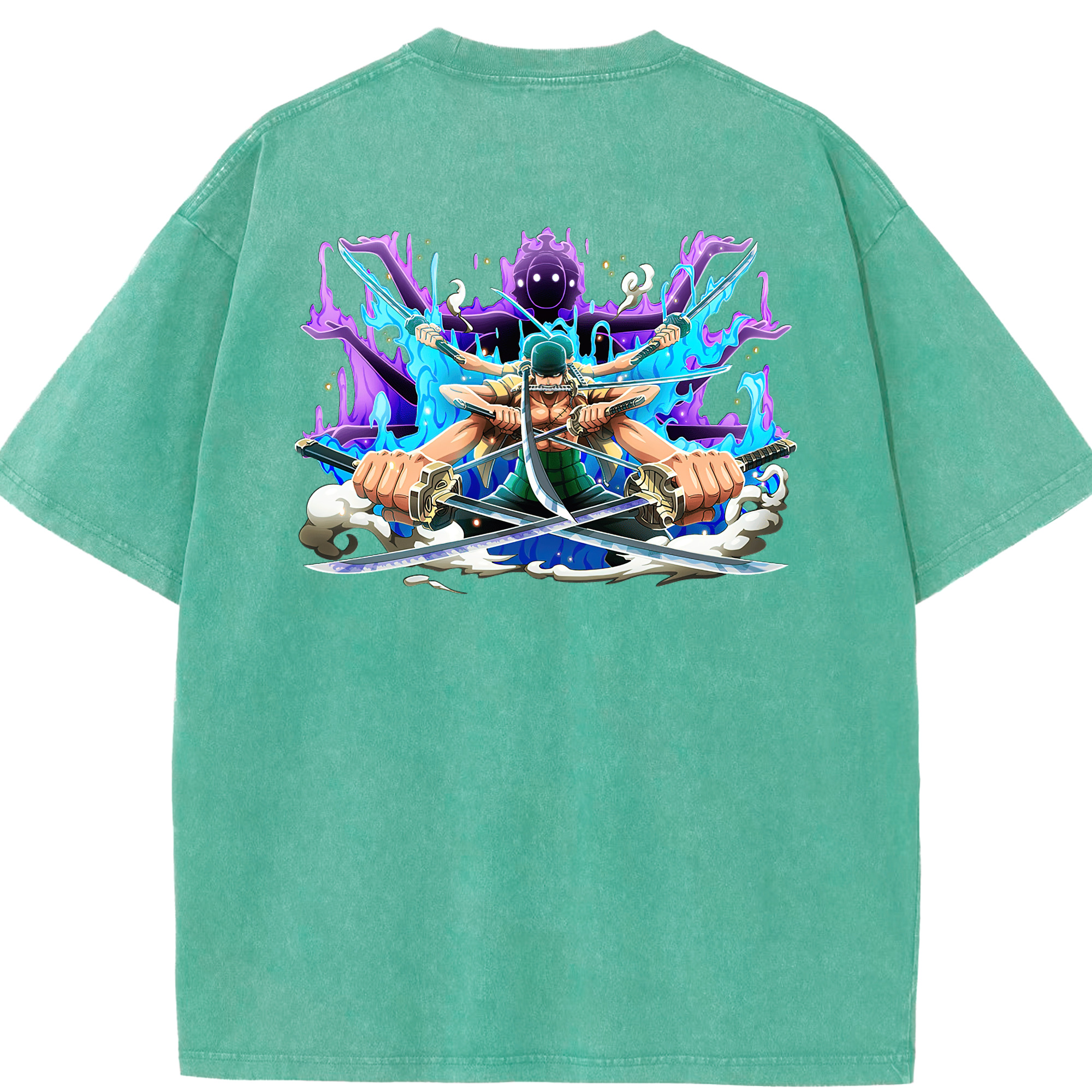 ワンピース ロロノア・ゾロ ONE PIECE Roronoa Zoro 綿100% ヴィンテージ風 半袖Tシャツ（背面プリント）